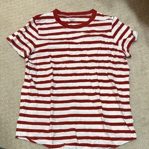 Madewell Red and White Striped Short Sleeve Tee
